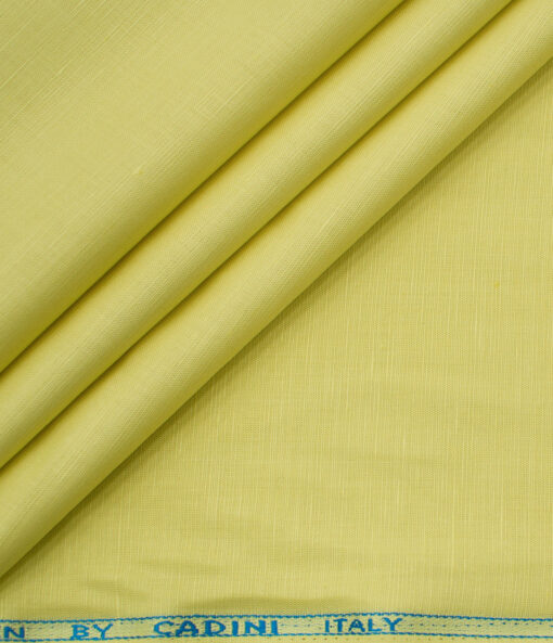 Cadini Men's Cotton Linen Solids 2.25 Meter Unstitched Shirting Fabric (Daffodil Yellow)