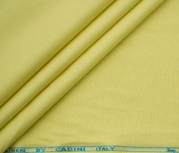 Cadini Men's Cotton Linen Solids 2.25 Meter Unstitched Shirting Fabric (Daffodil Yellow)