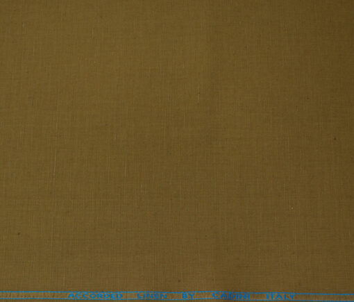 Cadini Men's Cotton Linen Solids 2.25 Meter Unstitched Shirting Fabric (Dark Peanut Brown )