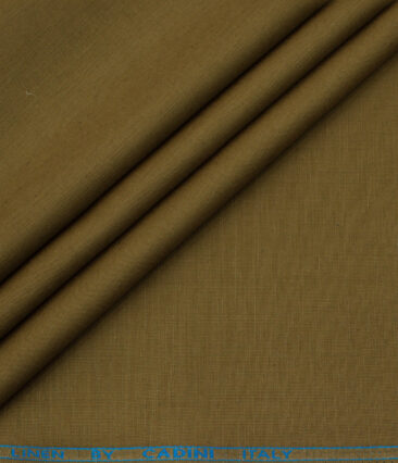 Cadini Men's Cotton Linen Solids 2.25 Meter Unstitched Shirting Fabric (Dark Peanut Brown )