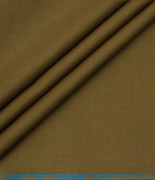 Cadini Men's Cotton Linen Solids 2.25 Meter Unstitched Shirting Fabric (Dark Peanut Brown )