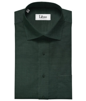 Cadini Men's Cotton Linen Solids 2.25 Meter Unstitched Shirting Fabric (Dark Pine Green)