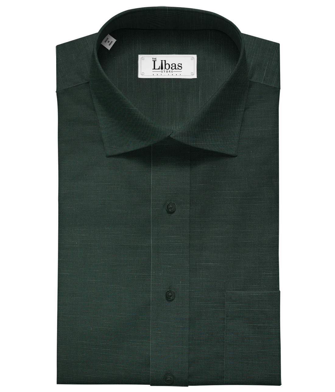 Cadini Men's Cotton Linen Solids 2.25 Meter Unstitched Shirting Fabric (Dark Pine Green)