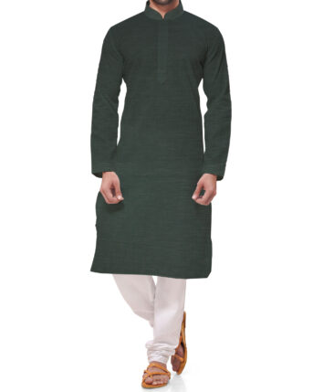 Cadini Men's Cotton Linen Solids 2.25 Meter Unstitched Shirting Fabric (Dark Pine Green)