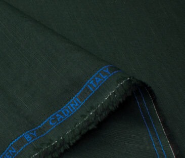 Cadini Men's Cotton Linen Solids 2.25 Meter Unstitched Shirting Fabric (Dark Pine Green)
