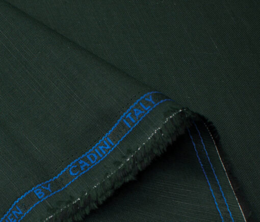 Cadini Men's Cotton Linen Solids 2.25 Meter Unstitched Shirting Fabric (Dark Pine Green)