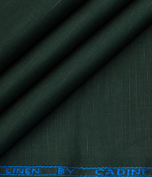 Cadini Men's Cotton Linen Solids  Unstitched Shirting Fabric (Dark Pine Green) - Image 1