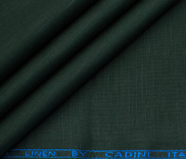 Cadini Men's Cotton Linen Solids 2.25 Meter Unstitched Shirting Fabric (Dark Pine Green)