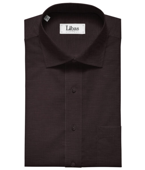 Cadini Men's Cotton Linen Solids 2.25 Meter Unstitched Shirting Fabric (Dark Wine)