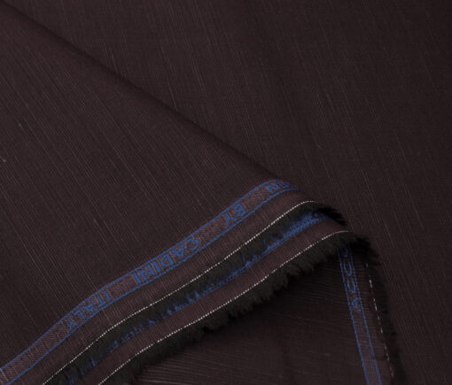 Cadini Men's Cotton Linen Solids 2.25 Meter Unstitched Shirting Fabric (Dark Wine)
