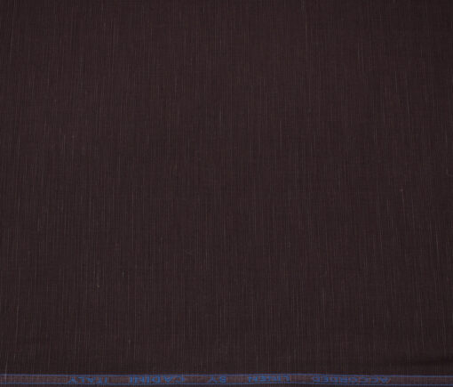 Cadini Men's Cotton Linen Solids 2.25 Meter Unstitched Shirting Fabric (Dark Wine)