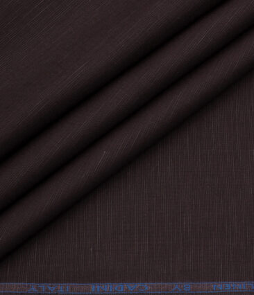 Cadini Men's Cotton Linen Solids 2.25 Meter Unstitched Shirting Fabric (Dark Wine)