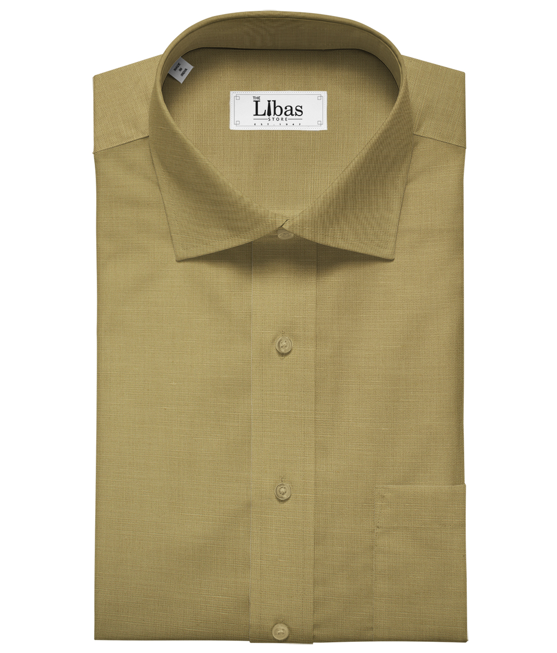 Cadini Men's Cotton Linen Solids Unstitched Shirting Fabric (Fawn Beige )