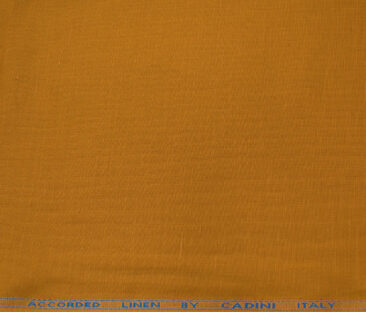 Cadini Men's Cotton Linen Solids 2.25 Meter Unstitched Shirting Fabric (Honey Orange)