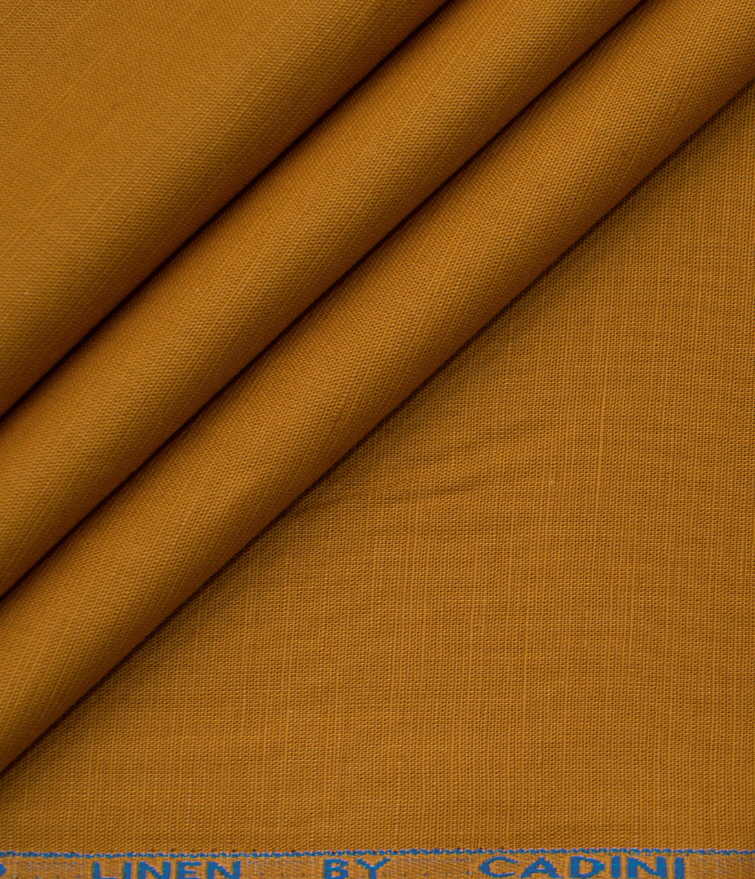 Cadini Men's Cotton Linen Solids 2.25 Meter Unstitched Shirting Fabric (Honey Orange)