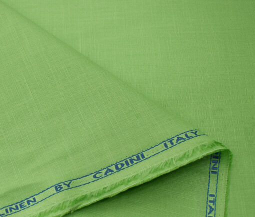 Cadini Men's Cotton Linen Solids 2.25 Meter Unstitched Shirting Fabric (Lime Green)