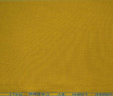 Cadini Men's Cotton Linen Solids 2.25 Meter Unstitched Shirting Fabric (Medallion Yellow)