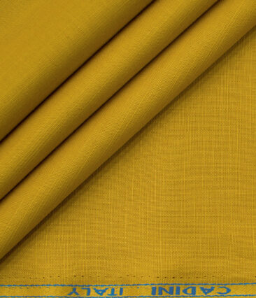 Cadini Men's Cotton Linen Solids 2.25 Meter Unstitched Shirting Fabric (Medallion Yellow)