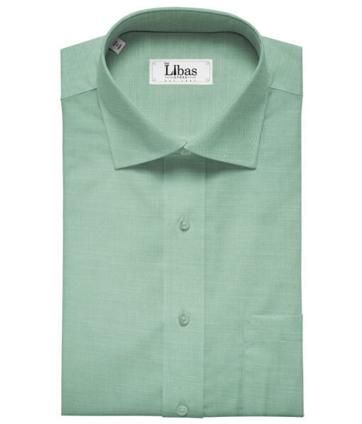 Cadini Men's Cotton Linen Solids 2.25 Meter Unstitched Shirting Fabric (Mint Green)