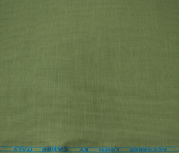 Cadini Men's Cotton Linen Solids 2.25 Meter Unstitched Shirting Fabric (Olive Green)