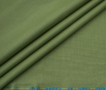 Cadini Men's Cotton Linen Solids 2.25 Meter Unstitched Shirting Fabric (Olive Green)