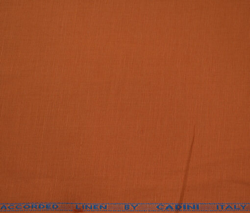 Cadini Men's Cotton Linen Solids 2.25 Meter Unstitched Shirting Fabric (Orange)