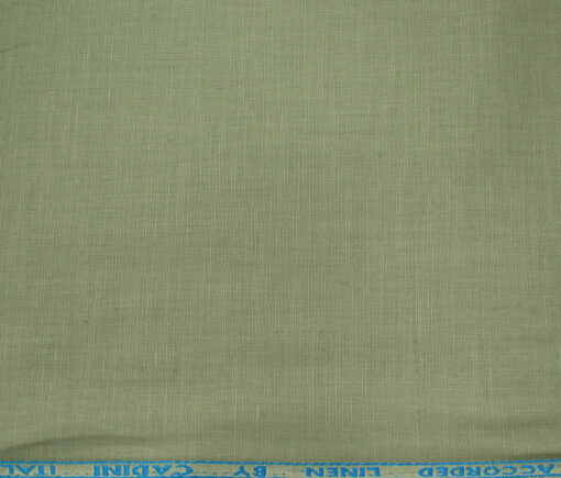 Cadini Men's Cotton Linen Solids 2.25 Meter Unstitched Shirting Fabric (Pista Green)