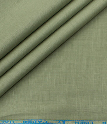 Cadini Men's Cotton Linen Solids 2.25 Meter Unstitched Shirting Fabric (Pista Green)