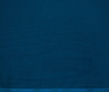 Cadini Men's Cotton Linen Solids 2.25 Meter Unstitched Shirting Fabric (Royal Blue)