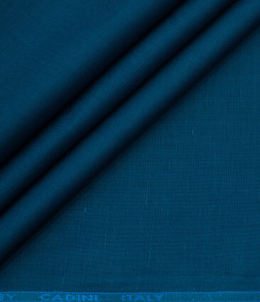 Cadini Men's Cotton Linen Solids 2.25 Meter Unstitched Shirting Fabric (Royal Blue)