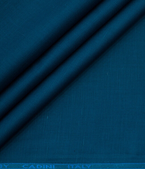 Cadini Men's Cotton Linen Solids 2.25 Meter Unstitched Shirting Fabric (Royal Blue)