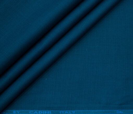 Cadini Men's Cotton Linen Solids 2.25 Meter Unstitched Shirting Fabric (Royal Blue)