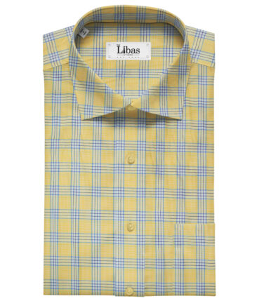 F.M. HAMMERLE Men's Giza Cotton Checks Unstitched Shirting Fabric (Daffodil Yellow)