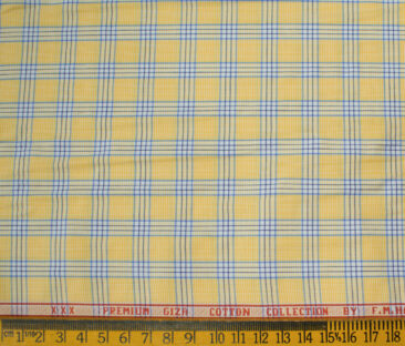 F.M. HAMMERLE Men's Giza Cotton Checks Unstitched Shirting Fabric (Daffodil Yellow)