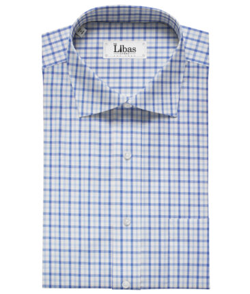 F.M. HAMMERLE Men's Giza Cotton Checks Unstitched Shirting Fabric (White)