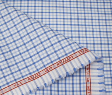 F.M. HAMMERLE Men's Giza Cotton Checks Unstitched Shirting Fabric (White)