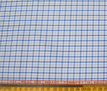 F.M. HAMMERLE Men's Giza Cotton Checks Unstitched Shirting Fabric (White)