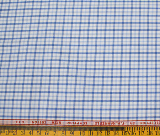 F.M. HAMMERLE Men's Giza Cotton Checks Unstitched Shirting Fabric (White)