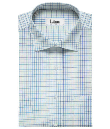 F.M. HAMMERLE Men's Giza Cotton Checks Unstitched Shirting Fabric (White)