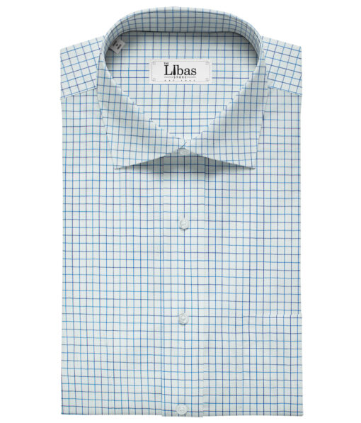 F.M. HAMMERLE Men's Giza Cotton Checks Unstitched Shirting Fabric (White)