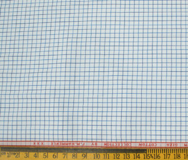 F.M. HAMMERLE Men's Giza Cotton Checks Unstitched Shirting Fabric (White)