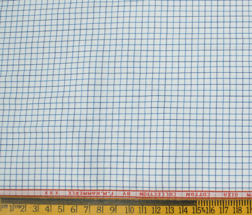 F.M. HAMMERLE Men's Giza Cotton Checks Unstitched Shirting Fabric (White)