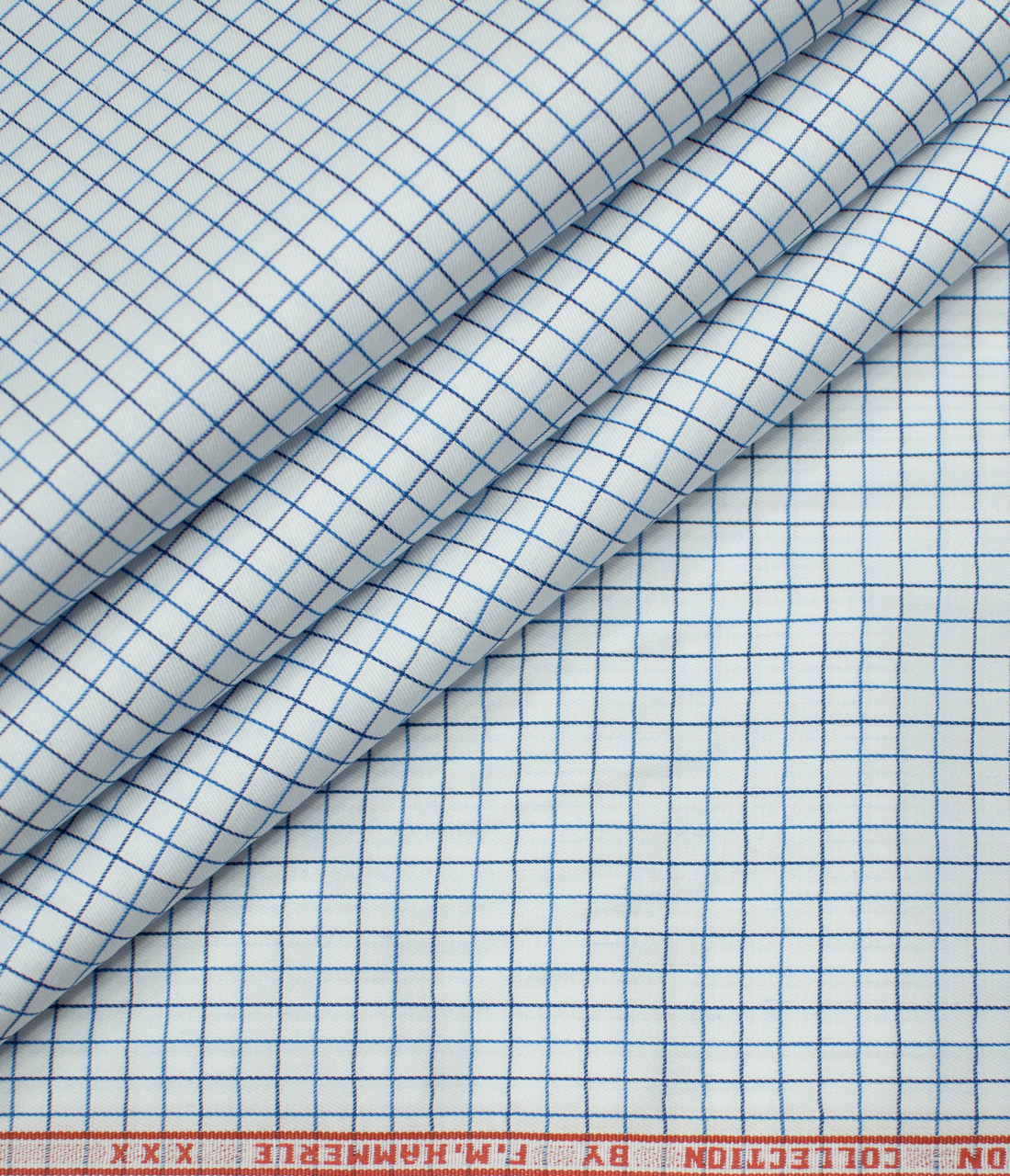 F.M. HAMMERLE Men's Giza Cotton Checks Unstitched Shirting Fabric (White)