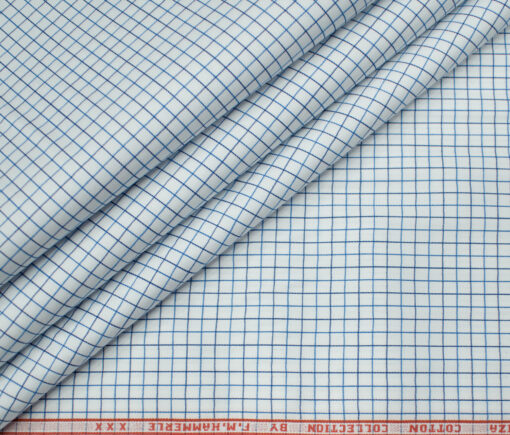 F.M. HAMMERLE Men's Giza Cotton Checks Unstitched Shirting Fabric (White)
