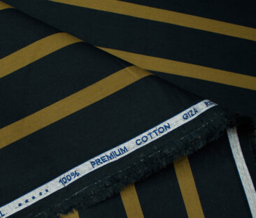 Mafatlal Men's Giza Cotton Striped Unstitched Shirting Fabric (Navy Blue )