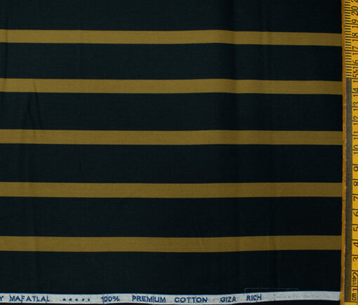 Mafatlal Men's Giza Cotton Striped Unstitched Shirting Fabric (Navy Blue )