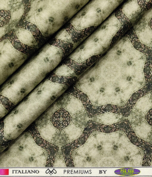 PEE GEE Men's Cotton Printed  Unstitched Shirting Fabric (Green) - Image 1