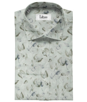 Pee Gee Men's Linen Printed 2.25Meter Unstitched Shirting Fabric (Light Pistachious Green)