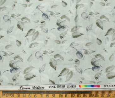 Pee Gee Men's Linen Printed 2.25Meter Unstitched Shirting Fabric (Light Pistachious Green)