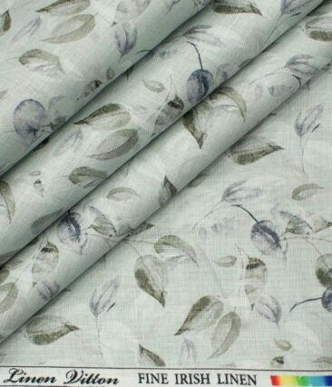 Pee Gee Men's Linen Printed 2.25Meter Unstitched Shirting Fabric (Light Pistachious Green)
